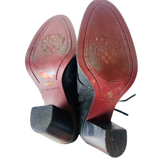 Vince Camuto Womens Ferrah Chunky Heeled Boots Black Leather Tasseled 6M - Picture 6 of 6